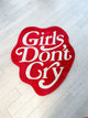 "Girls Don't Cry" Hand-Tufted Heart Rug | Luxury Red & White Accent Piece