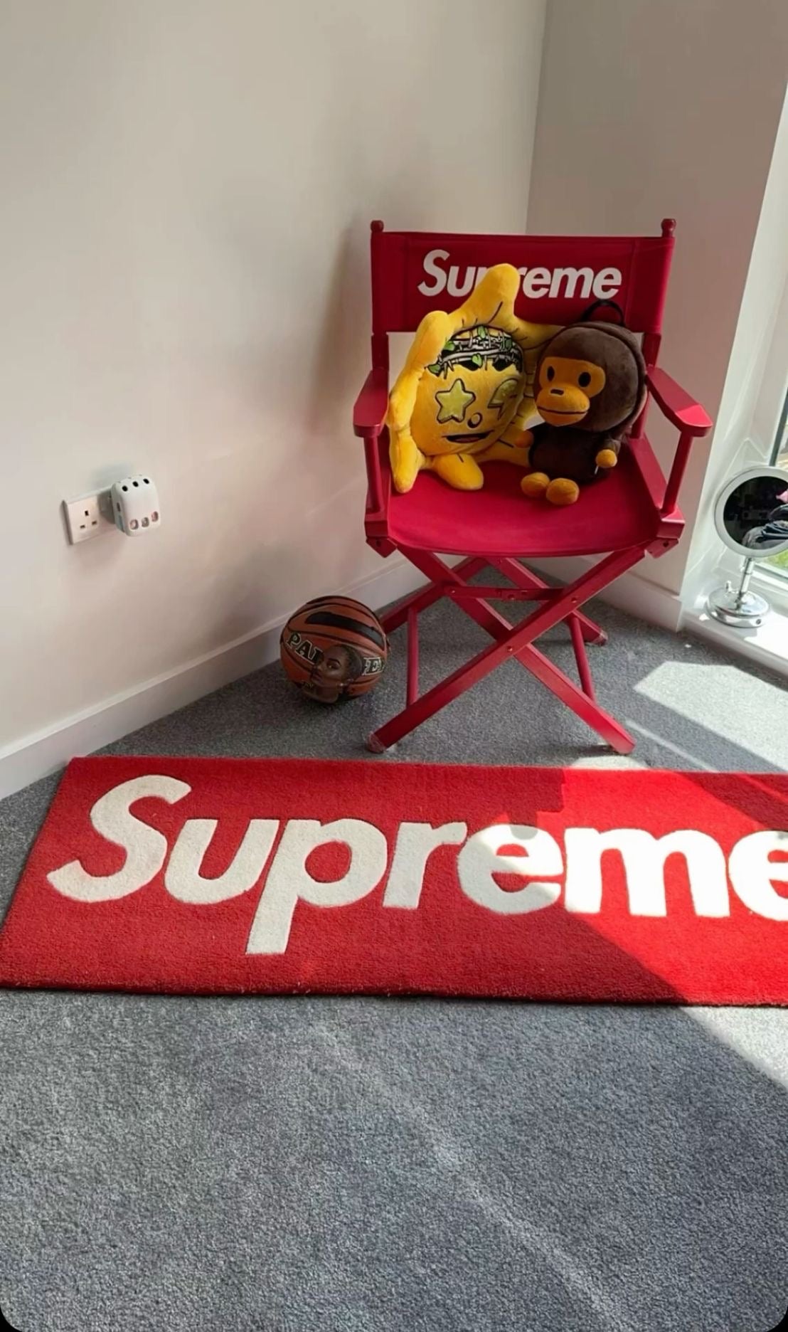 Multi Colored Handmade Streetwear Box Logo Custom Tufted Rug – 3D Textured Supreme Inspired Plush Runner