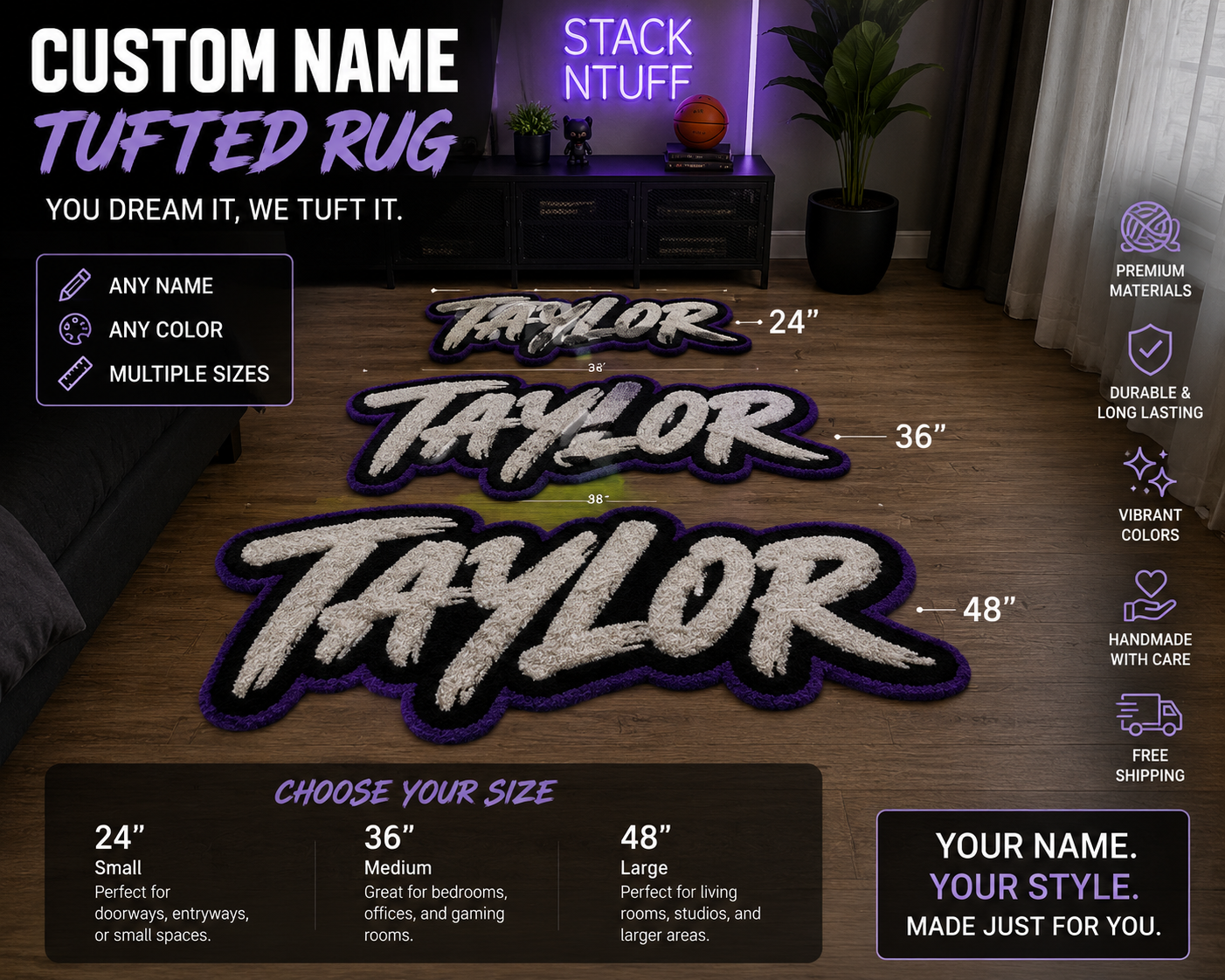 Custom Name Tufted Rug