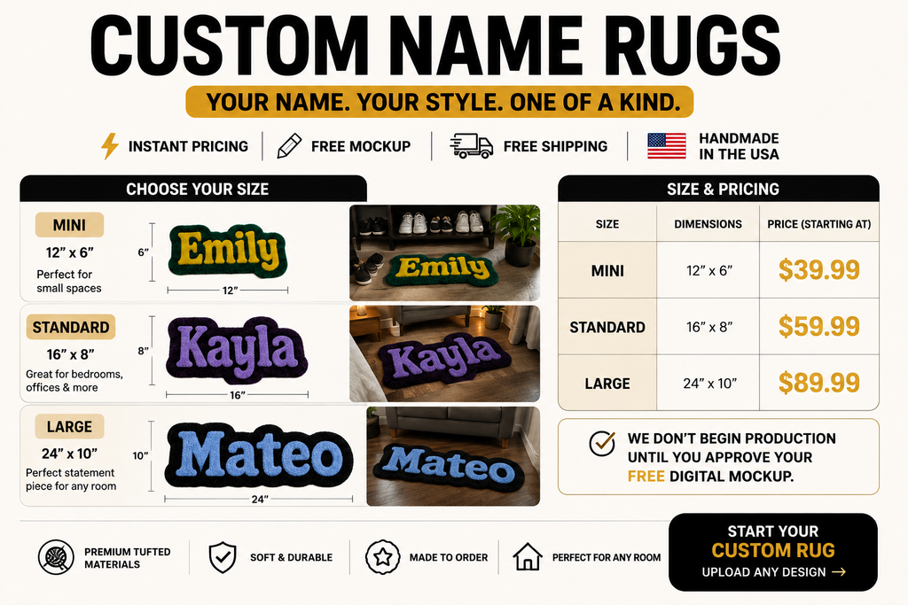 Custom Mini Name Tufted Rug | Personalized Handmade Rug | StackNTuff