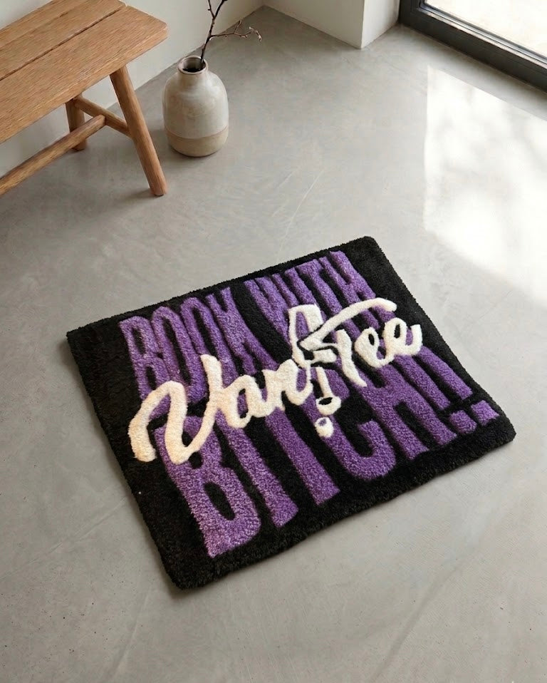 "Book With BTCH" Custom 3D Tufted Logo Rug – Hand-Sculpted Salon & Business Decor