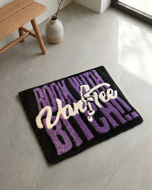 "Book With BTCH" Custom 3D Tufted Logo Rug – Hand-Sculpted Salon & Business Decor