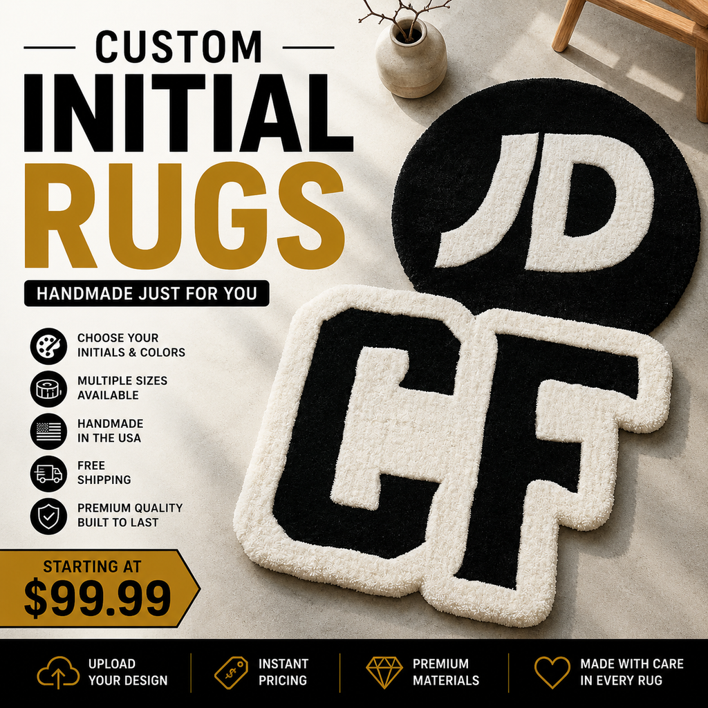 Custom Initial Tufted Rug | Personalized Monogram Rug | Handmade Custom Letter Rug