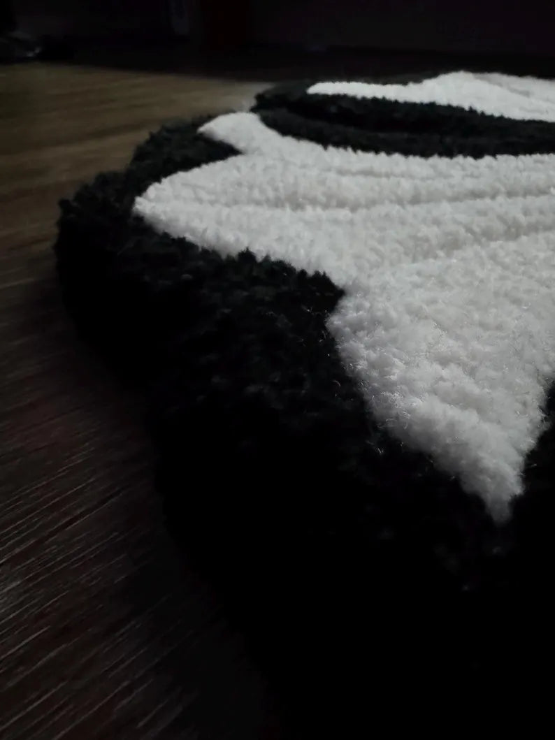 Inspired Cross Hand-Tufted Rug | Luxury Black & White Statement Chrome Hearts Piece