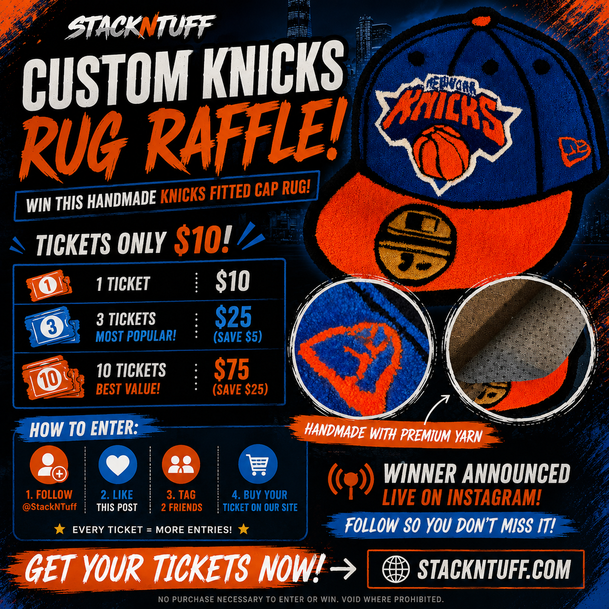 Custom Rug Giveaway Entry | Win a Handmade Tufted Rug | $10 Raffle Ticket