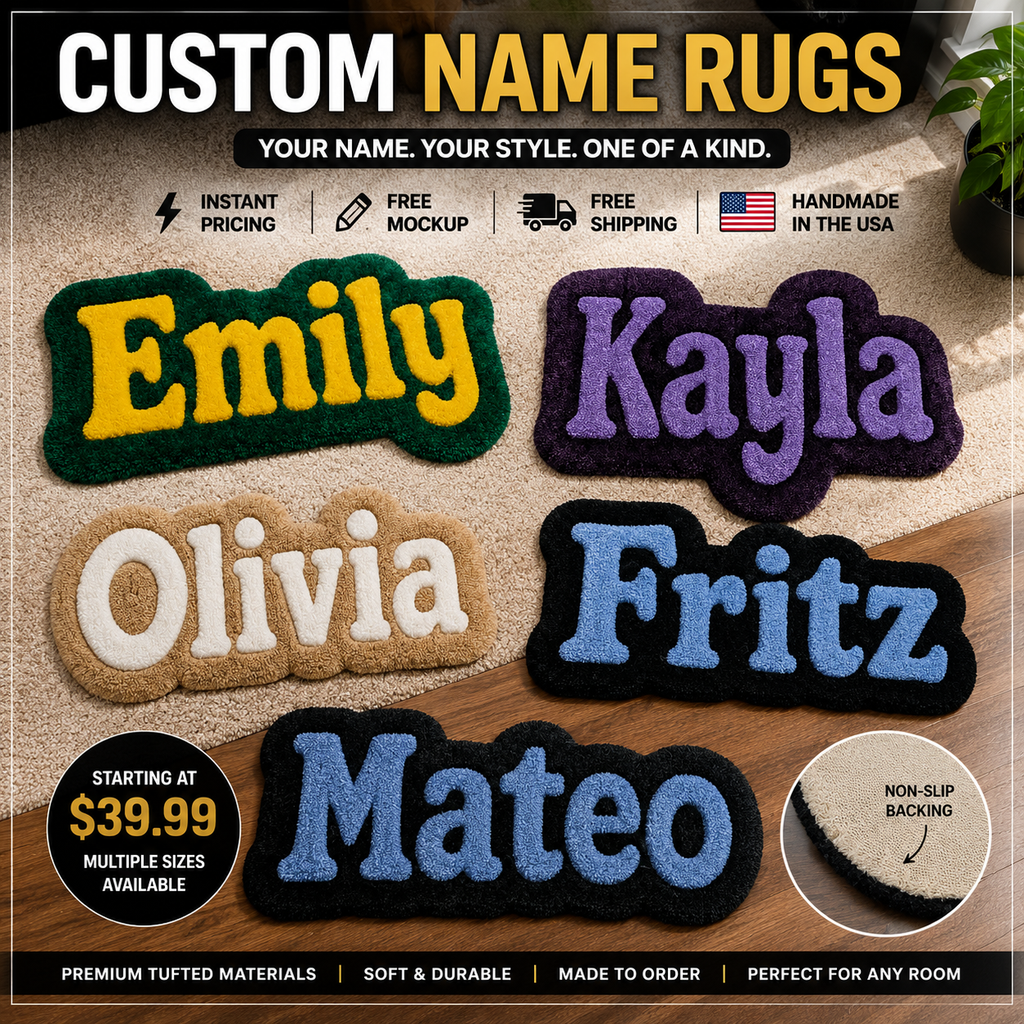 Custom Mini Name Tufted Rug | Personalized Handmade Rug | StackNTuff