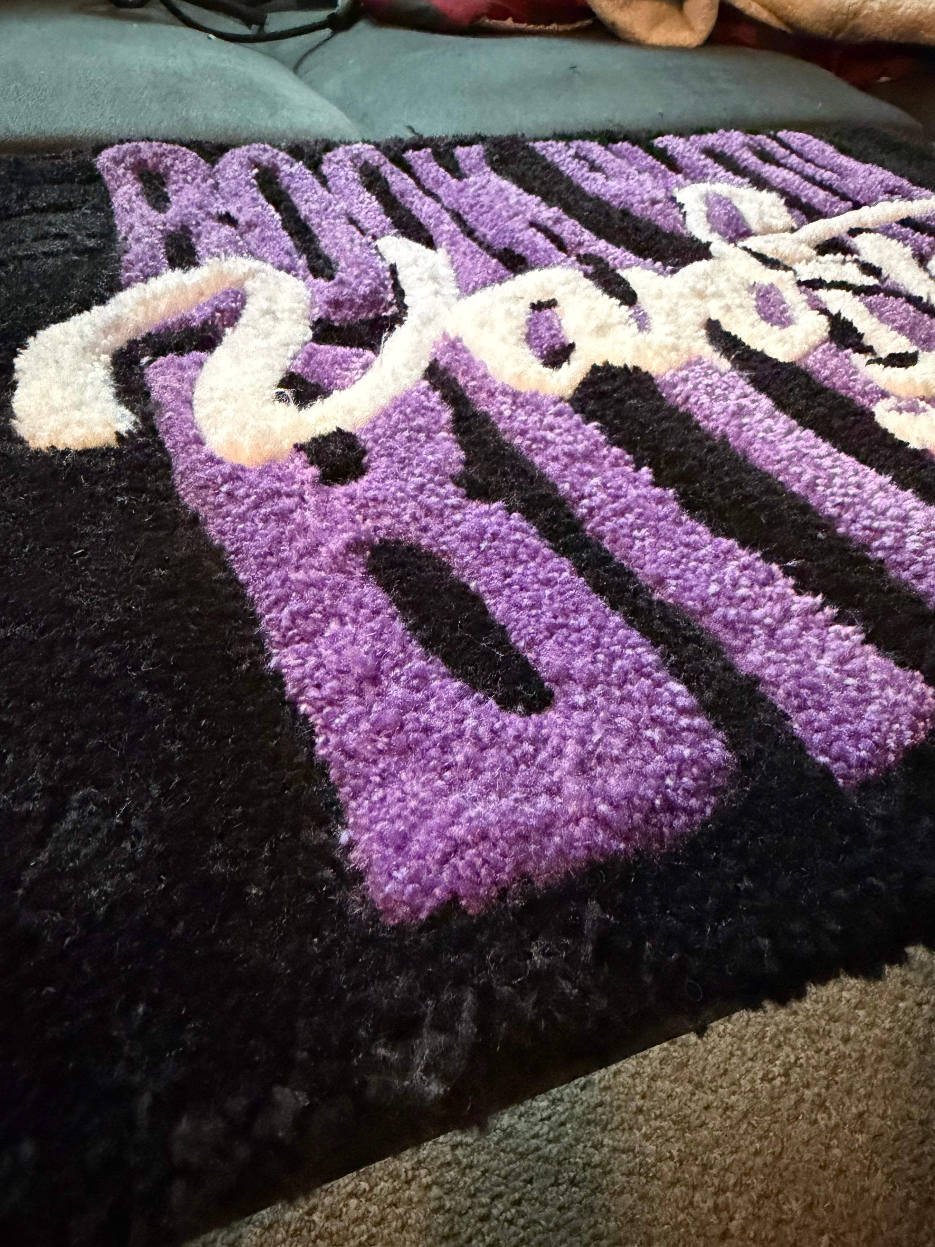 "Book With BTCH" Custom 3D Tufted Logo Rug – Hand-Sculpted Salon & Business Decor