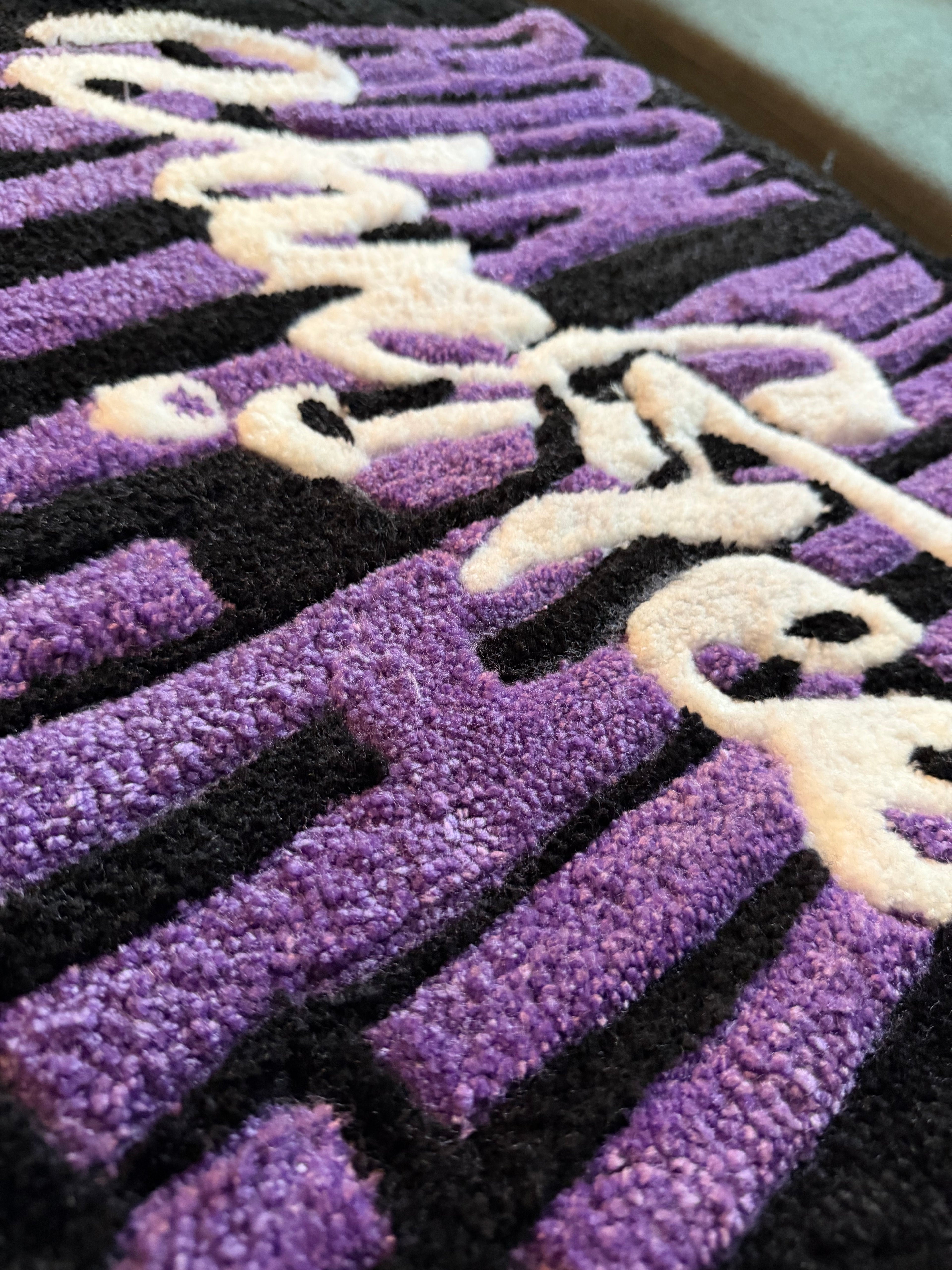 "Book With BTCH" Custom 3D Tufted Logo Rug – Hand-Sculpted Salon & Business Decor
