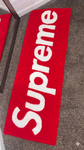Handmade Streetwear Box Logo Custom Tufted Rug – 3D Textured Supreme Inspired Plush Runner