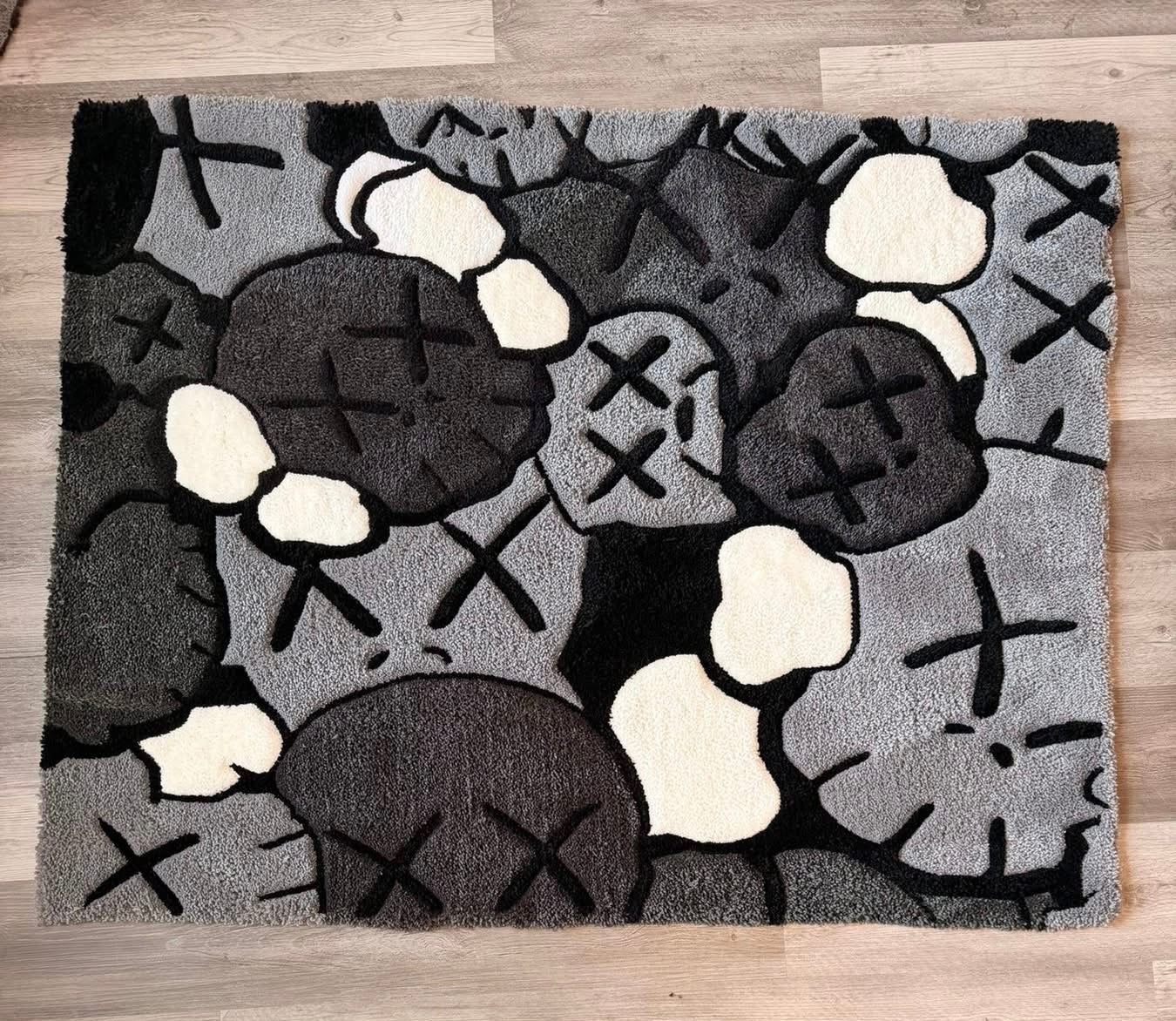 KAWS-Inspired Hand-Tufted Monochrome Rug | Hypebeast Streetwear Decor